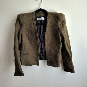 Zara tweed suit bomber jacket
